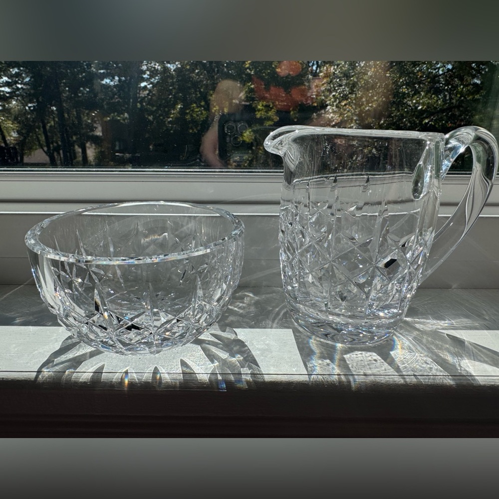 Elegant Waterford Crystal Cream Pitcher and Sugar Bowl Set